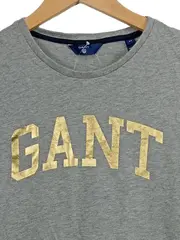 Vorschaubild 3 von Damen T-Shirt Grau Gold Logo Print Gr. XS 34 Baumwolle