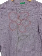 Vorschaubild 3 von Damen Pullover Blumenprint Lila Gr. S Strick