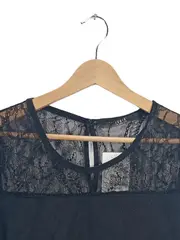 Vorschaubild 3 von Damen Top Spitze Kurzarm Schwarz Gr. XS Elegant