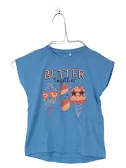 Vorschaubild 1 von Mädchen T-Shirt Gr. 104 Blau Eiscreme Motiv Glitzer