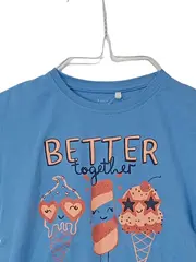 Vorschaubild 3 von Mädchen T-Shirt Gr. 104 Blau Eiscreme Motiv Glitzer