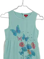 Vorschaubild 2 von Kleid Mädchen Gr. 140 Türkis Schmetterlinge Blumen Pailletten Sommer