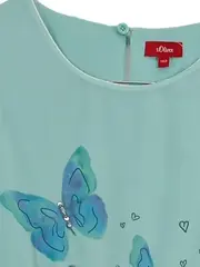 Vorschaubild 4 von Kleid Mädchen Gr. 140 Türkis Schmetterlinge Blumen Pailletten Sommer