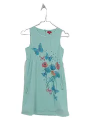 Vorschaubild 1 von Kleid Mädchen Gr. 140 Türkis Schmetterlinge Blumen Pailletten Sommer