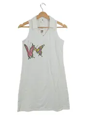 Vorschaubild 1 von Kleid Damen Gr. 36 S Weiß Schmetterling Pailletten Baumwolle Sommer