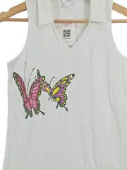 Vorschaubild 3 von Kleid Damen Gr. 36 S Weiß Schmetterling Pailletten Baumwolle Sommer