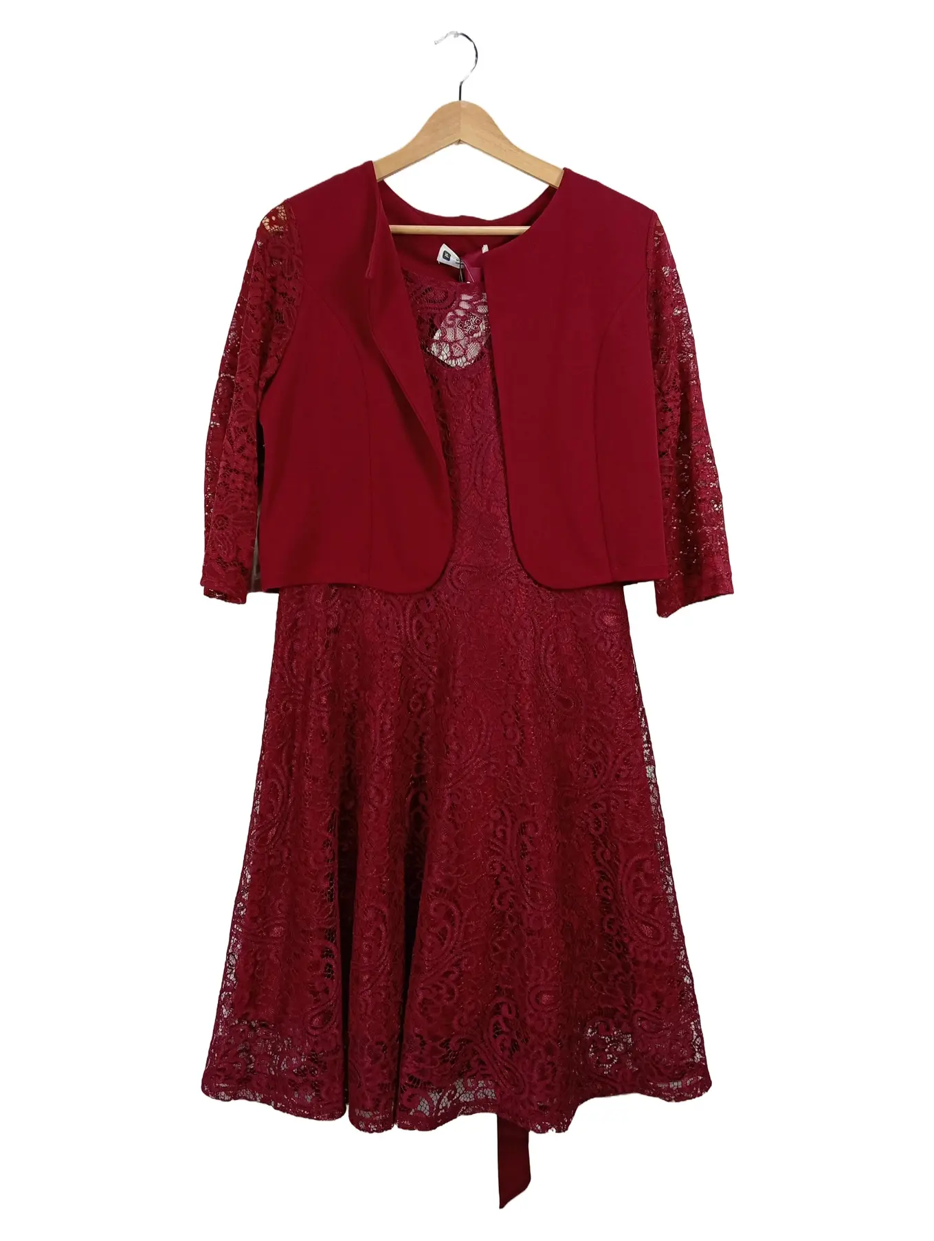 BLACKBUTTERFLY Festliches Kleid Spitze Rot Gr. 42/XL Midikleid 3/4 Arm