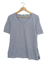 Vorschaubild 1 von Damen T-Shirt Gr. 40/L Blau Gestreift Baumwolle Maritim Kurzarm