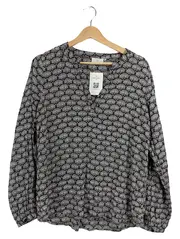 Vorschaubild 1 von Damen Bluse Gr. 40/L Viskose Fächermuster Schwarz Grau Rosa