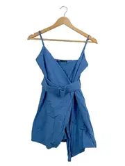 Vorschaubild 1 von Wickelrock Damen Blau Minirock Baumwolle Gr. S 36