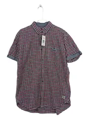Vorschaubild 1 von Herren Karohemd Kurzarm Gr. L Rot Blau Weiß Baumwolle