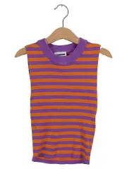 Vorschaubild 1 von Damen Pullunder Strickweste Gr. XS gestreift Lila Orange