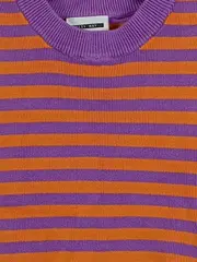 Vorschaubild 2 von Damen Pullunder Strickweste Gr. XS gestreift Lila Orange