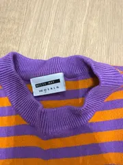 Vorschaubild 3 von Damen Pullunder Strickweste Gr. XS gestreift Lila Orange