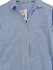 Vorschaubild 3 von Damen Hemdbluse Gr. 36/S Blau Kariert Baumwolle Langarm