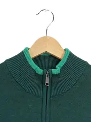 Vorschaubild 3 von Pullover Herren Troyer Strick Gr. 52/XL Grün Baumwolle Reißverschluss