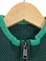 Vorschaubild 4 von Pullover Herren Troyer Strick Gr. 52/XL Grün Baumwolle Reißverschluss
