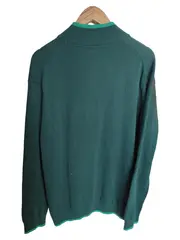 Vorschaubild 2 von Pullover Herren Troyer Strick Gr. 52/XL Grün Baumwolle Reißverschluss