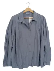 Vorschaubild 1 von Damen Hemdbluse Gr. 48 Blau Langarm Baumwolle Casual