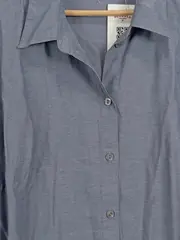 Vorschaubild 2 von Damen Hemdbluse Gr. 48 Blau Langarm Baumwolle Casual