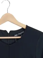 Vorschaubild 3 von Damen Kleid Langarm Schwarz Raffung Elegant Gr. S/36