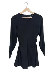 Vorschaubild 1 von Damen Kleid Langarm Schwarz Raffung Elegant Gr. S/36