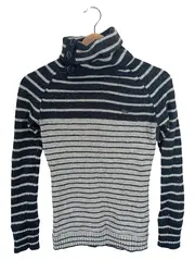 Vorschaubild 1 von Damen Pullover Rollkragen Streifen Grau XS 34