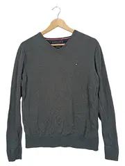 Vorschaubild 1 von Pullover Herren M V-Ausschnitt Grau Baumwolle Seide