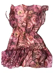 Vorschaubild 3 von Damen Sommerkleid Blumenmuster Rosa Rüschen Gr. S/36