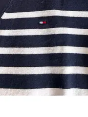 Vorschaubild 5 von Pullover Damen Gr. 38 M Blau Gestreift V-Ausschnitt Casual
