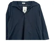 Vorschaubild 2 von Poloshirt Damen Langarm Shirt Gr. 40 L Blau Basic Casual Kragen