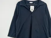 Vorschaubild 6 von Poloshirt Damen Langarm Shirt Gr. 40 L Blau Basic Casual Kragen