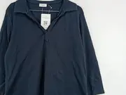 Vorschaubild 3 von Poloshirt Damen Langarm Shirt Gr. 40 L Blau Basic Casual Kragen