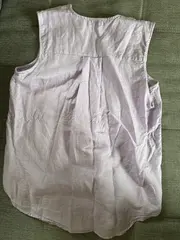 Vorschaubild 2 von Damen Bluse ärmellos Gr. M Lila Leinen Baumwolle V-Ausschnitt