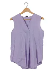 Vorschaubild 1 von Damen Bluse ärmellos Gr. M Lila Leinen Baumwolle V-Ausschnitt