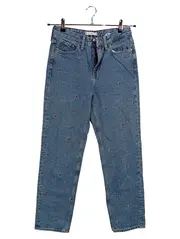 Vorschaubild 1 von Damen Jeans Regular Fit Gr. 34 W26 Blau Logo-Print