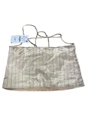Vorschaubild 4 von Damen Top Gr. 36 S Beige Nadelstreifen Satin Look Trägertop Sommer Modern