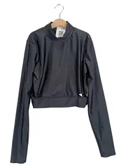 Vorschaubild 1 von Damen Langarmshirt Crop Top Gr. 36;S Grau Sport Fitness Training Cut-Out