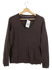 Vorschaubild 1 von Damen Pullover V-Ausschnitt Braun Gr. M Cotton Cashmere