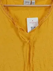 Vorschaubild 2 von Damen T-Shirt Baumwolle Kurzarm Rüschen Bindeverschluss Gelb S