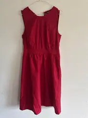 Vorschaubild 2 von Damen Businesskleid Gr. 40 Rot Elegant Ärmellos Baumwolle