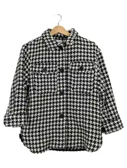 Vorschaubild 1 von Mädchen Jacke Gr. 140 Hahnentritt Wollanteil Hemdjacke Schwarz Weiß