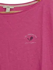 Vorschaubild 2 von Damen T-Shirt Gr. L Pink Baumwolle Stickerei Casual