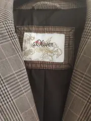 Vorschaubild 4 von Damen Blazer Gr. 42 Braun Kariert Baumwolle Business