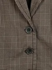 Vorschaubild 3 von Damen Blazer Gr. 42 Braun Kariert Baumwolle Business