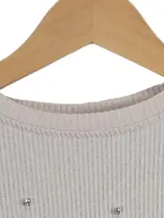 Vorschaubild 4 von Mädchen Pullover Gr. 152 Beige Rippstrick Strass Langarm