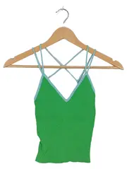 Vorschaubild 3 von Damen Strick Top Gr. S grün Rippstrick Träger Cropped