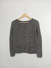 Vorschaubild 2 von Strickjacke Damen Gr. 34/XS Grau Meliert Langarm Cardigan Glitzer