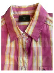 Vorschaubild 2 von Hemdbluse Damen Kariert Rosa Baumwolle Langarm Gr. 36 S