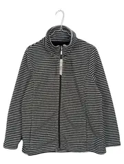 Vorschaubild 1 von CANDA Damen Fleecejacke Gr. M grau schwarz gestreift Reißverschluss